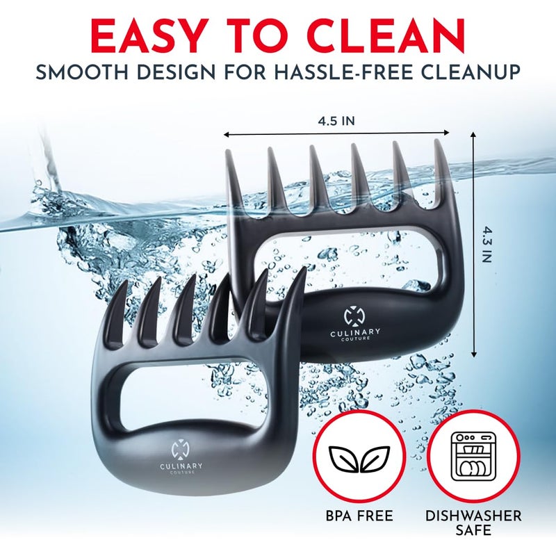 Culinary Couture Meat Shredder Claws â€“ Bear Claws Meat Shredder for Pulled Pork, Chicken and Beef, Heat Resistant Plastic Meat-Claws for Shredding, Ergonomic Grip, Dishwasher Safe BBQ Tool - Image 2